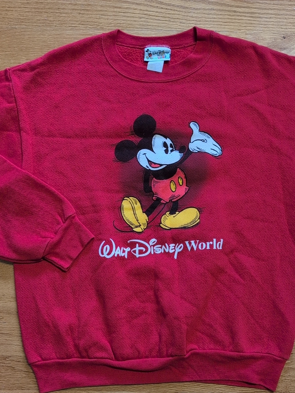 Vintage Disney Kids Youth XL Sweatshirt Red Mickey Mouse Graphic